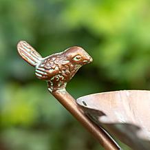Glitzhome Multifunctional 2-in-1 Faux Copper Patina Finish Birdfeeder