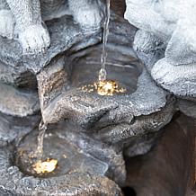 Glitzhome  Outdoor Dog Sculptural Fountain with LED Lights 23.5"H