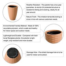 Glitzhome Oversized Eco-Friendly HDPE Textured Tall Pot Planter 2pk