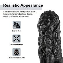 Glitzhome Oversized Regal Guardian Lion Statue 36.25" H