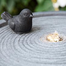 Glitzhome Polyresin Fountain with LED Lights and Bird Design 27.5"H