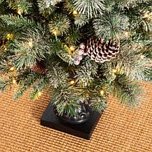 Glitzhome Set of 2 5ft Pre-Lit Flocked Artificial Christmas Porch Tree
