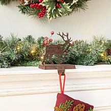 Glitzhome Set Of 2 6.5in. H Wooden and Metal Reindeer Stocking Holder