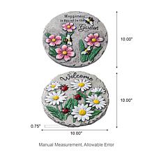 Glitzhome Set of 2 Cement Flower Textured Stepping Stones