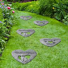 Glitzhome Set of 2 Cement Heart Shaped Dog Memory Stepping Stones
