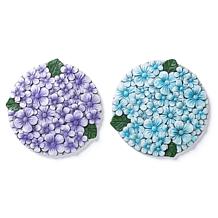 Glitzhome Set of 2 Cement Hydrangea Textured Stepping Stones