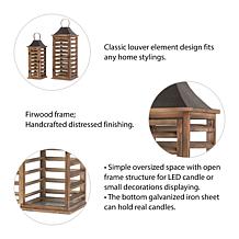 Glitzhome Set of 2 Farmhouse Wooden Shutter Lanterns