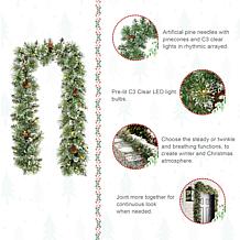 Glitzhome Set of 2 Pre-Lit Frosted Pinecones Christmas Garland