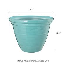 Glitzhome Set of 2 Round Turquoise Faux Ceramic Pot Plastic Planter