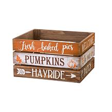 Glitzhome Set of 2 Wooden Pumpkin Crate