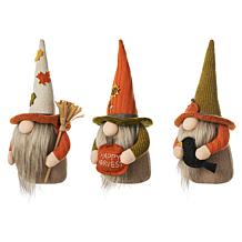 Glitzhome Set of 3 13in. H Fall Fabric Gnome