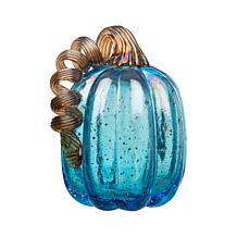 Glitzhome Set of 3 Blue Glass Pumpkin