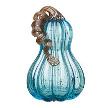 Glitzhome Set of 3 Blue Glass Pumpkin