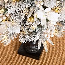 Glitzhome Set of Two 5ft Pre-Lit Pine Artificial Christmas Porch Tree
