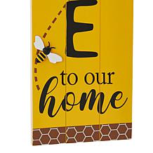 Glitzhome Solid Wood "WELCOME" Porch Sign with Bee