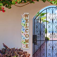 Glitzhome Solid Wood "WELCOME" Porch Sign with Butterfly