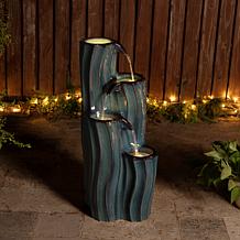 Glitzhome Wavy Textured 4-Tier Outdoor Ceramic Fountain 29.5"H