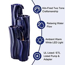 Glitzhome Wavy Textured 4-Tier Outdoor Ceramic Fountain 29.5"H