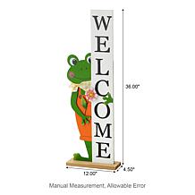 Glitzhome Wooden Frog Welcome Porch Decor