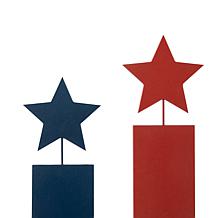 Glitzhome Wooden Patriotic Americana Firecracker Table Sign - Set of 2