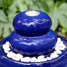 Glitzhome Zen-Style Cobalt Blue Ceramic Outdoor Fountain 22"H