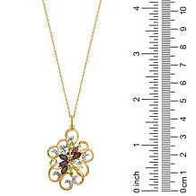 Gold-Plated Multicolor Multigemstone Swirl Pendant with 18" Chain