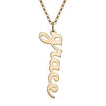 Gold-Plated Sterling Silver Script Name 18" Vertical Necklace