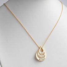 Goldtone Sterling Silver Nesting Teardrop Names Necklace - 3 Names
