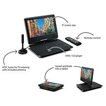 GPX 9" Portable TV/DVD Player with Headphones, Accessories & Voucher