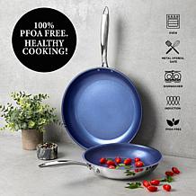 GraniteStone Blue Stainless Steel Nonstick Pots and Pans Set -10 Pi...