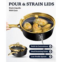 Granitestone Charleston Hammered Black 4-Quart Deep Sauté Pan w/ Lid