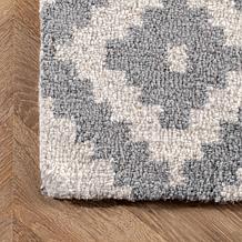 Gray Geometric Wool Rug