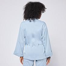 Grey by Jhoan Sebastian Grey Knit Denim 3/4 Sleeve Collared Shacket