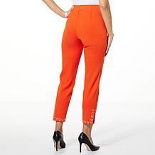 GREY by Jhoan Sebastian Grey Ponte Pant with Grommet Detail