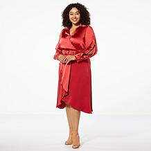 GREY by Jhoan Sebastian Grey Satin Shirt Dress