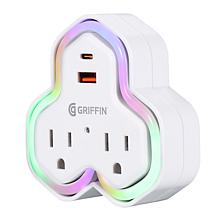 Griffin 2-Outlet Wall Tap with USB and Neon Light