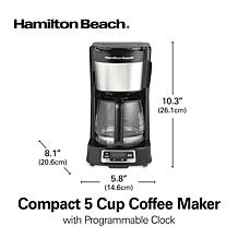 Hamilton Beach 5-Cup Compact Coffee Maker with Clock & Glass Carafe