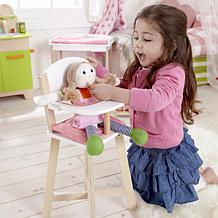 Hape Babydoll Highchair - Wooden Doll Play Furniture - Pink Hearts