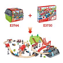 Hape Bucket Builder Set Railway, Train Set in a Bucket - 50 pcs
