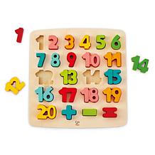 Hape Chunky Number & Counting Puzzle 20 Pieces Wooden Block Puzzle