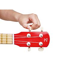 Hape Kid's Wooden Toy Ukulele - 21in Musical Instrument - Red Dot