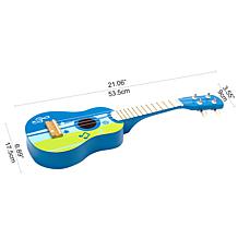 Hape Kid's Wooden Toy Ukulele, Blue & Green 21", Musical Instrument