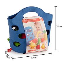 Hape Kitchen Food Playset: Toddler Fruit Basket 8pc Blue Basket
