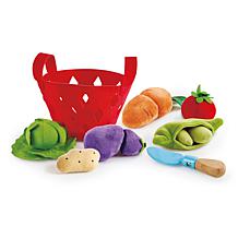 Hape Kitchen Food Playset Toddler Vegetable Basket, 7 Piece