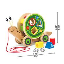 Hape Walk-A-Long Snail - Wooden Toddler Pull Along Toy with Shapes