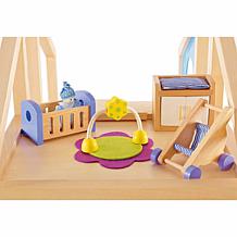 Hape Wooden Dollhouse Furniture Baby's Room Set, Dollhouse Accessories