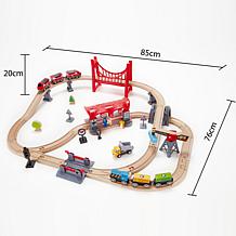 Hape Wooden Train Set Busy City Rail Set - 51 Pieces
