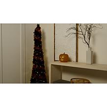 Harvest Lane Halloween 71" Pop-Up Tinsel Tree with 6-Hour Timer