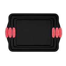 Hastings Home 3pc Nonstick Cookie Sheet Set With Silicone Handles