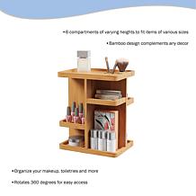 Hastings Home Bamboo Countertop Makeup Organizer Carousel